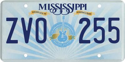 MS license plate ZVO255