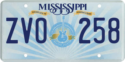MS license plate ZVO258