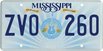 MS license plate ZVO260