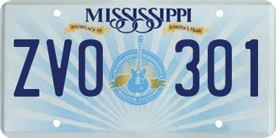 MS license plate ZVO301