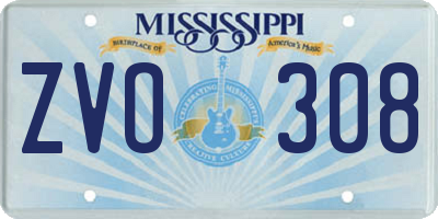 MS license plate ZVO308