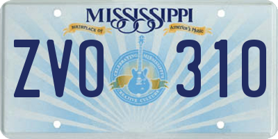 MS license plate ZVO310