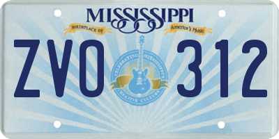 MS license plate ZVO312