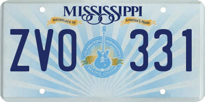 MS license plate ZVO331