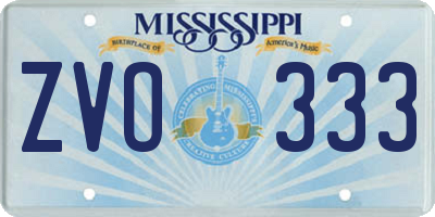 MS license plate ZVO333