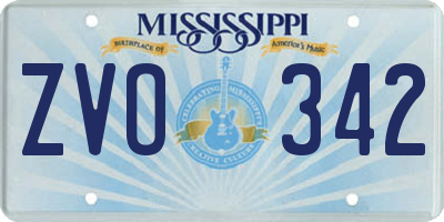MS license plate ZVO342