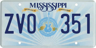 MS license plate ZVO351