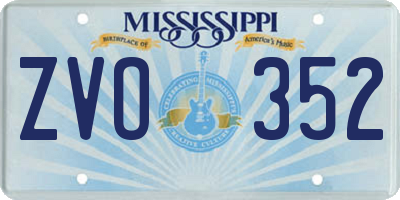MS license plate ZVO352