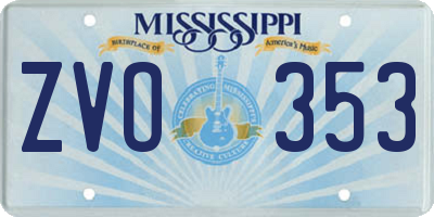 MS license plate ZVO353