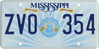 MS license plate ZVO354