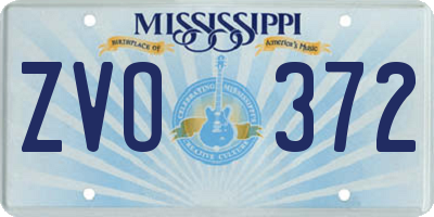 MS license plate ZVO372