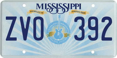 MS license plate ZVO392