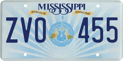 MS license plate ZVO455