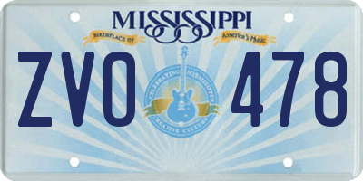 MS license plate ZVO478