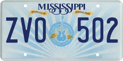 MS license plate ZVO502