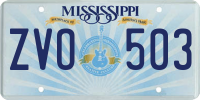 MS license plate ZVO503