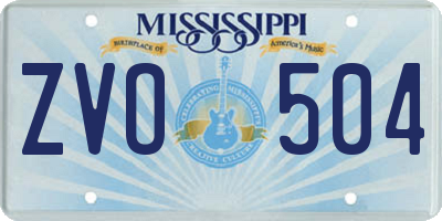 MS license plate ZVO504