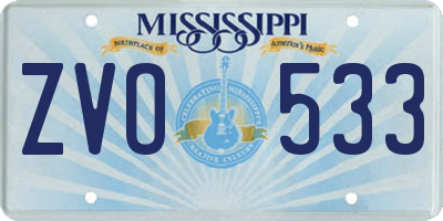 MS license plate ZVO533