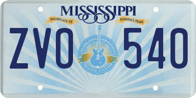 MS license plate ZVO540