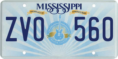 MS license plate ZVO560