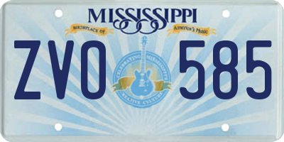MS license plate ZVO585