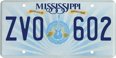 MS license plate ZVO602