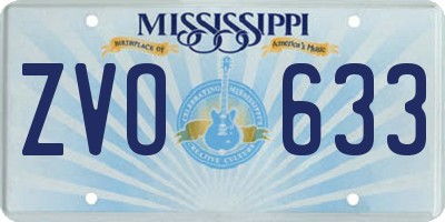 MS license plate ZVO633