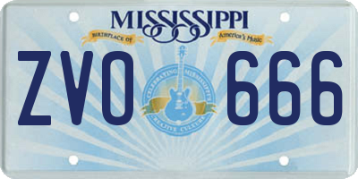 MS license plate ZVO666