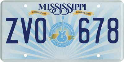 MS license plate ZVO678