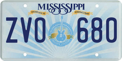 MS license plate ZVO680