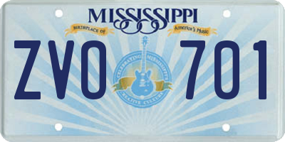 MS license plate ZVO701