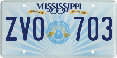 MS license plate ZVO703