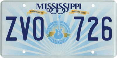 MS license plate ZVO726