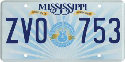 MS license plate ZVO753