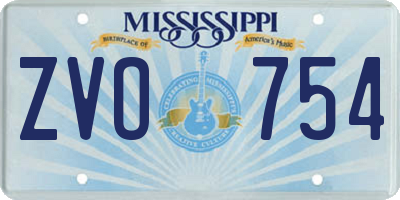 MS license plate ZVO754