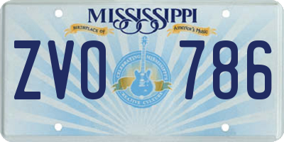 MS license plate ZVO786