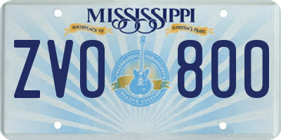 MS license plate ZVO800