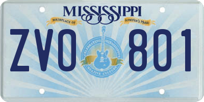 MS license plate ZVO801