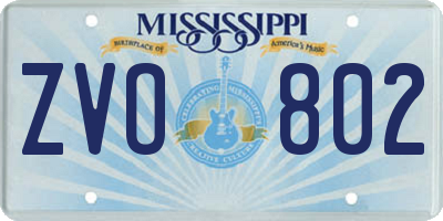 MS license plate ZVO802