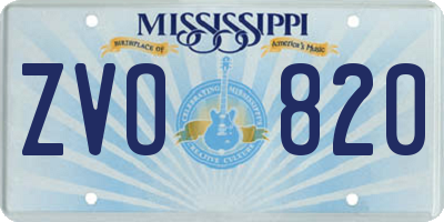 MS license plate ZVO820