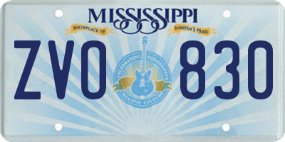 MS license plate ZVO830