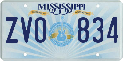 MS license plate ZVO834