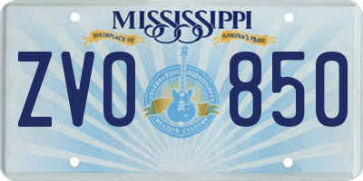 MS license plate ZVO850