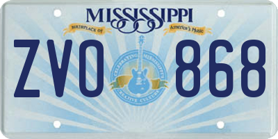 MS license plate ZVO868