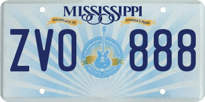 MS license plate ZVO888