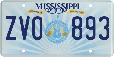 MS license plate ZVO893