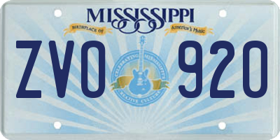 MS license plate ZVO920