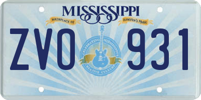 MS license plate ZVO931