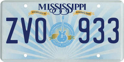 MS license plate ZVO933
