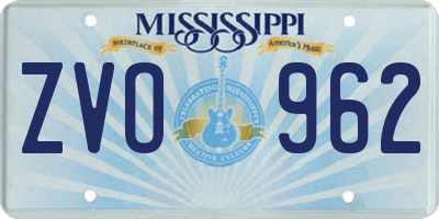 MS license plate ZVO962